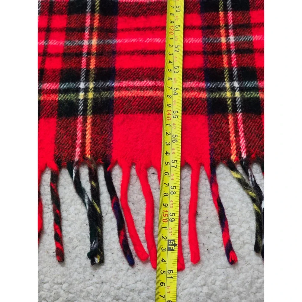 Vintage Troy Leisure Blanket Red Plaid Tartan Fringe Throw Made in USA 51x60